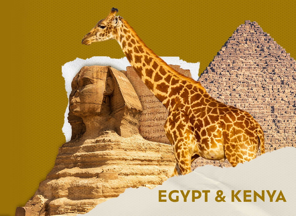 Collage of iconic images from Egypt and Kenya